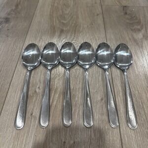6 Pcs Oval Place Spoons Vanity‎ Stainless Beaded Outline Stanley Roberts